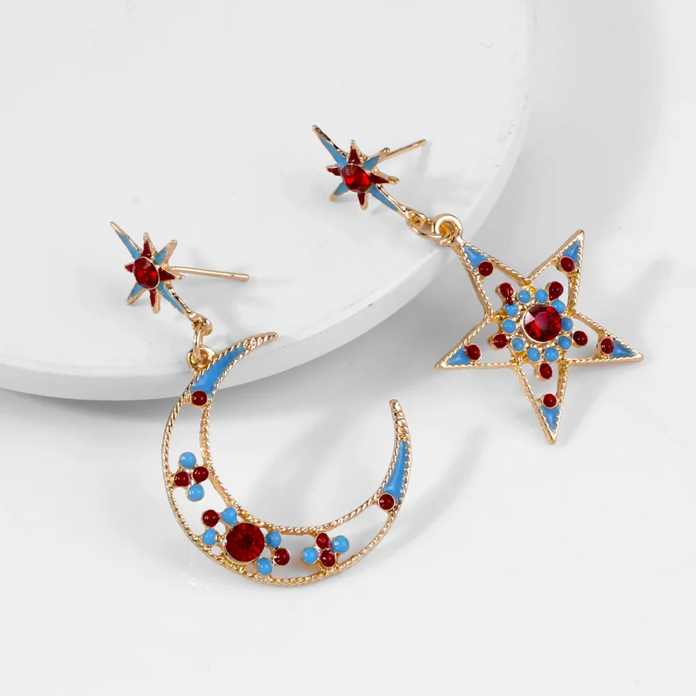 New Rainbow Color CZ Cubic Zirconia Moon Star Dangle Earring for Women Trendy Irregular Design Statement Ear Rings Charm Jewelry
New Rainbow Color CZ Cubic Zirconia Moon Star Dangle Earring for Women Trendy Irregular Design Statement Ear Rings Charm Jewelry