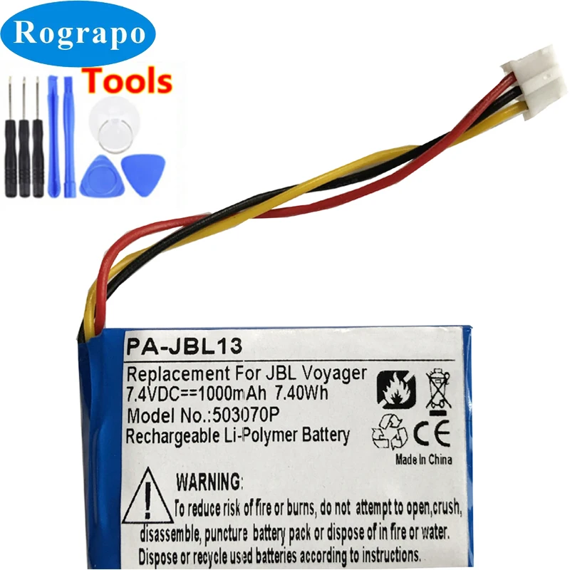 

New 503070P Battery For JBL Voyager Accumulator 7.4V 1000mAh Li-Polymer Replacement Batterie 3-wire Plug+tools