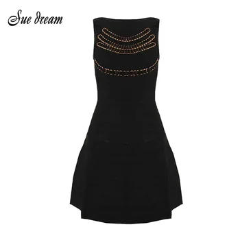 2019 Winter New Bandage Dress Sexy Black Sleeveless Backless Metal Chain Vestidos Celebrity Party Runway Women's Dress
2019 Winter New Bandage Dress Sexy Black Sleeveless Backless Metal Chain Vestidos Celebrity Party Runway Women's Dress