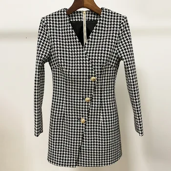 Runway dress Houndstooth women dress spring 2020 european elegant lion buttons v-neck long sleeve a-line mini dress female
Runway dress Houndstooth women dress spring 2020 european elegant lion buttons v-neck long sleeve a-line mini dress female
