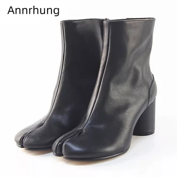 Chunky Round High Heel Ankle Boots Women Novelty Split Toe Genuine Leather Botas Fashion Runway Booties New Autumn Short Botas 
Chunky Round High Heel Ankle Boots Women Novelty Split Toe Genuine Leather Botas Fashion Runway Booties New Autumn Short Botas