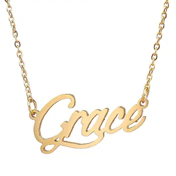 Custom Letter Stainless Steel Necklaces For Women Girl Grace Pendant Necklaces Gold Color Collar Gift 
Custom Letter Stainless Steel Necklaces For Women Girl Grace Pendant Necklaces Gold Color Collar Gift