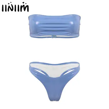 Womens Wetook Clubwear Patent Leather Bikini Swimwear Body Latexc Strapless Zippered Back Padded Tube Bra Top High Cut Briefs
Womens Wetook Clubwear Patent Leather Bikini Swimwear Body Latexc Strapless Zippered Back Padded Tube Bra Top High Cut Briefs