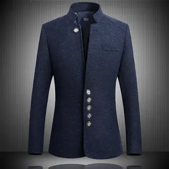 Men Solid Color Long Sleeve Stand Collar Single-breasted Plus Size Slim Blazer
Men Solid Color Long Sleeve Stand Collar Single-breasted Plus Size Slim Blazer