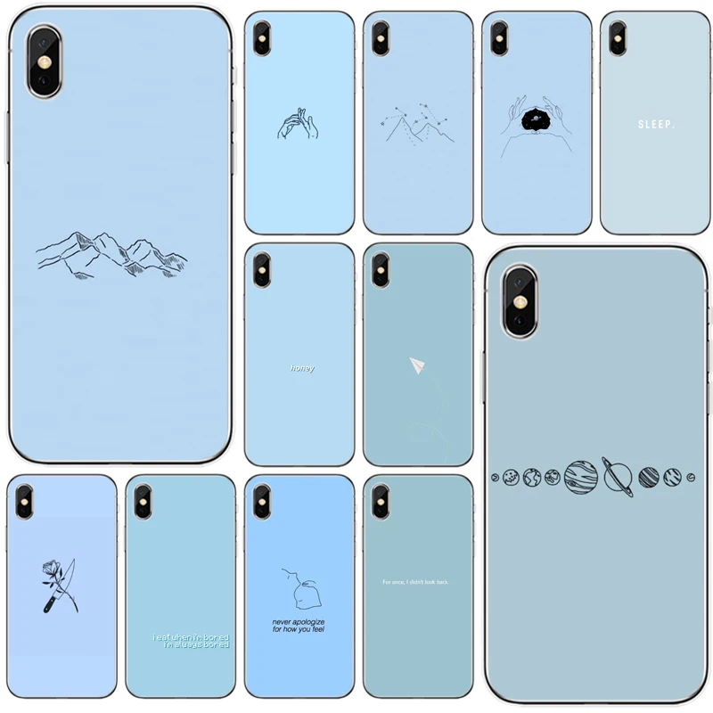 Blue minimalist Cover Soft Silicone TPU Phone Case For iPhone 5 5S SE 6 6plus 7 8 plus X XS XR Max 11 Pro | Мобильные телефоны и