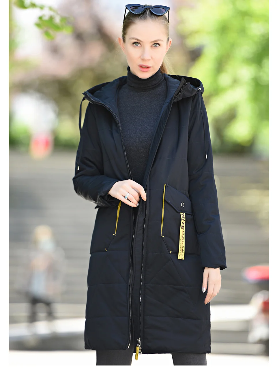 CEPRASK 2020 Spring Autumn Jacket Women Hot Sale Thin Cotton Parka Long Plus Size Hood Fashion Contrast Color Coat NEW Cothes