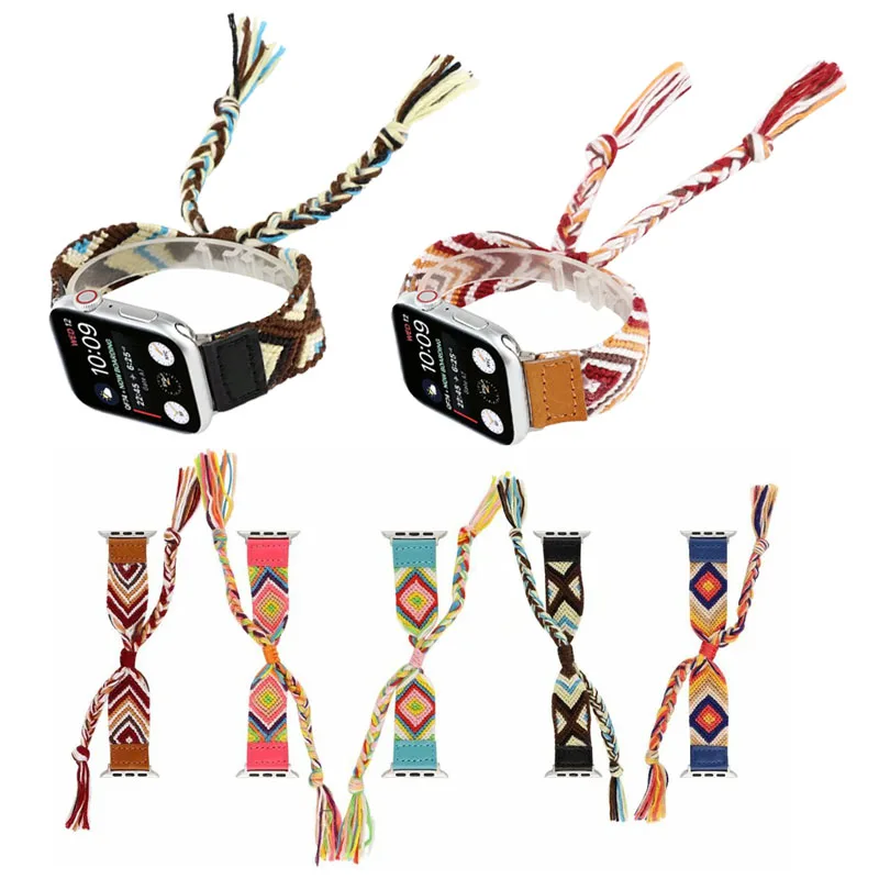 New Bohemian style Woven sport loop straps for apple watch band 44/ 40mm Bracelet Wrist Band for iwatch series 5 4 3 2 1 42/38mm
New Bohemian style Woven sport loop straps for apple watch band 44/ 40mm Bracelet Wrist Band for iwatch series 5 4 3 2 1 42/38mm