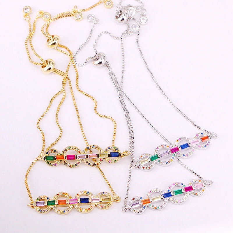 6PCS, Rainbow Crystal CZ Micro Pave Colorful Zirconia Round Circle Bar Connector Slide Chain Bracelets
6PCS, Rainbow Crystal CZ Micro Pave Colorful Zirconia Round Circle Bar Connector Slide Chain Bracelets