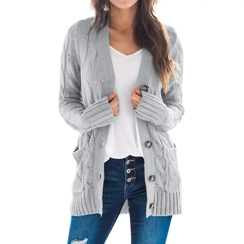 Winter Warm Cardigan Pockets Fashion Women Solid Color Knitted Sweater Tunic New Ladies Sweaters Outwear Office Coat Cardigan
Winter Warm Cardigan Pockets Fashion Women Solid Color Knitted Sweater Tunic New Ladies Sweaters Outwear Office Coat Cardigan