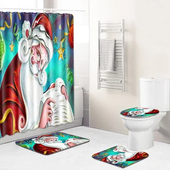 Christmas Shower Curtain Mat Combination Four-Piece Set Bathroom Toilet Carpet Shower Room Mat Mat Cross-Border Hair
Christmas Shower Curtain Mat Combination Four-Piece Set Bathroom Toilet Carpet Shower Room Mat Mat Cross-Border Hair