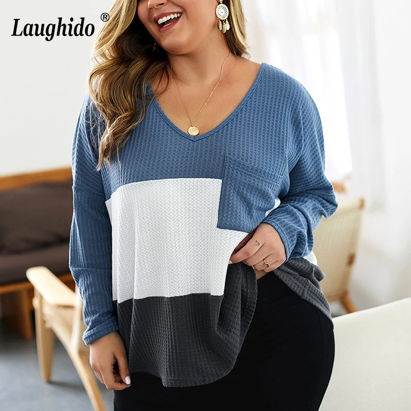 Laughido Plus Size Long Sleeve Sweaters Women V Neck Autumn Tops 2019 Casual Jumper Patchwork Knitted Ribbed Sweaters Female
Laughido Plus Size Long Sleeve Sweaters Women V Neck Autumn Tops 2019 Casual Jumper Patchwork Knitted Ribbed Sweaters Female