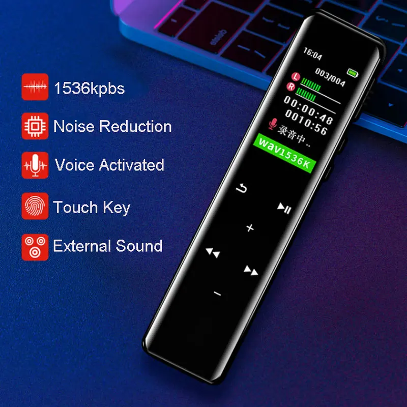 Digital Voice Activated Recorder Audio Recording Dictaphone MP3 OLED Display Touch Screen Noise Reduction Sound Device Player
Digital Voice Activated Recorder Audio Recording Dictaphone MP3 OLED Display Touch Screen Noise Reduction Sound Device Player
