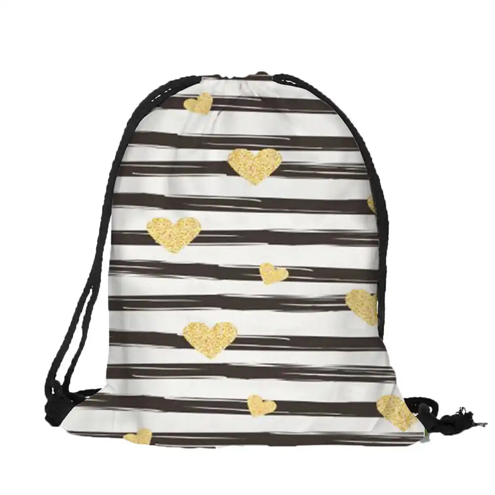 casual flower printed backpack storage bag drawstring sports