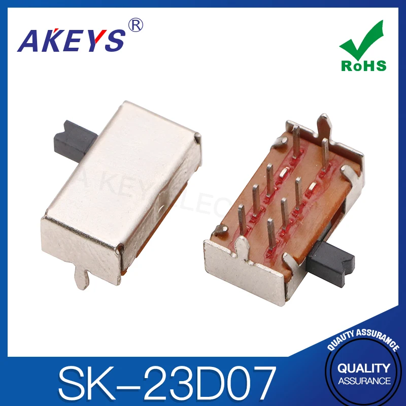 20PCS SK-23D07 2P3T Double pole three throw handle heights 3.0mm slide switch side insert 8 pin with 2 fixed | Обустройство дома