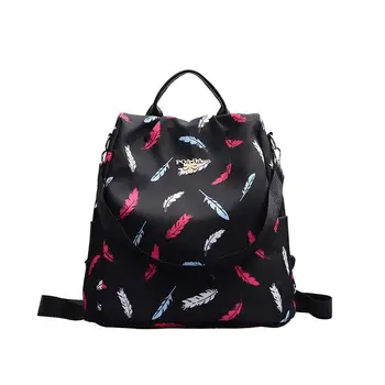 Fashion Backpack Nylon Women Backbag Feather Pattern Shoulder Bag Large Capacity Rucksack Waterproof Knapsack Female 
Fashion Backpack Nylon Women Backbag Feather Pattern Shoulder Bag Large Capacity Rucksack Waterproof Knapsack Female