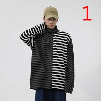 2019 autumn new personality stripe stitching long-sleeved T-shirt men loose trend bottoming shirt men
2019 autumn new personality stripe stitching long-sleeved T-shirt men loose trend bottoming shirt men