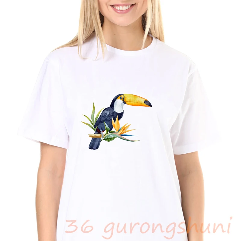

harry styles toucan bird tshirt graphic tee tops goth Funny Parrot t shirt women clothes harajuku cute bird shirts punk print