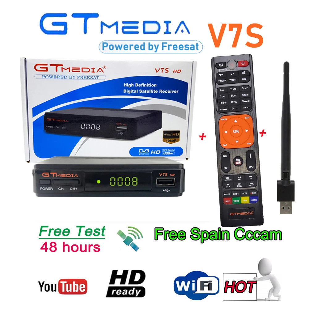 Hot GTMEDIA V7S HD with USB Wifi DVB-S2 HD Satellite TV Receiver Freesat V7 with USB WIFI Support PowerVu Biss Key md Newcamd
Hot GTMEDIA V7S HD with USB Wifi DVB-S2 HD Satellite TV Receiver Freesat V7 with USB WIFI Support PowerVu Biss Key md Newcamd
