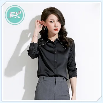 G.SKY Women 2020 Spring New Fashion Business Elegant Business Beads Solid Color Fold-down Collar Straight-Cut Silk Fabrics Shirt 
G.SKY Women 2020 Spring New Fashion Business Elegant Business Beads Solid Color Fold-down Collar Straight-Cut Silk Fabrics Shirt