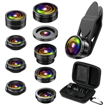 

ORIA Phone Camera Lens 9 in 1 Phone Lens Kit 0.36X 0.63X Super Wide Lens 15X 20X Macro Len 2X Telephoto Lens 198° Fisheye Lens