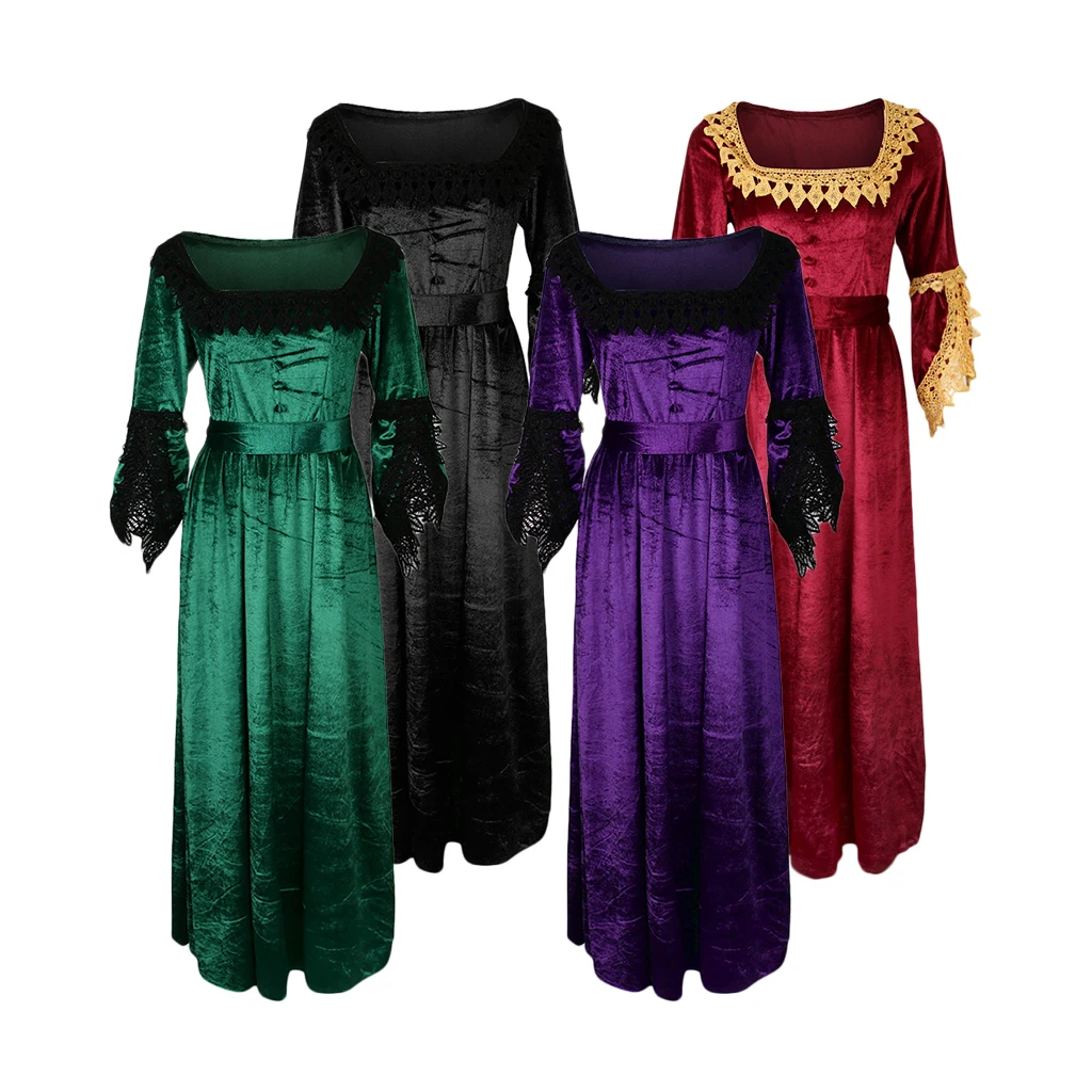 Women Retro Medieval Victorian Ball Dresses Renaissance Maiden Costume Flare Sleeve Swing Dress Women Retro Medieval Victorian Ball Dresses Renaissance Maiden Costume Flare Sleeve Swing Dress