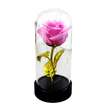 Artificial Rose Flower with Gold Stem and LED Light String in Glass Dome On Plastic Base The Best Gift for Valentine’s Day
Artificial Rose Flower with Gold Stem and LED Light String in Glass Dome On Plastic Base The Best Gift for Valentine’s Day