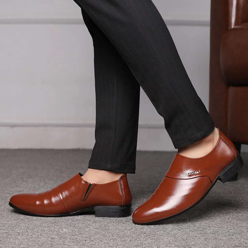 Fashion formal Men's Leisure platform shoes Retro Round Head Slip-on Shoes Versatile Flat Leather Office Business Shoes Male 
Fashion formal Men's Leisure platform shoes Retro Round Head Slip-on Shoes Versatile Flat Leather Office Business Shoes Male