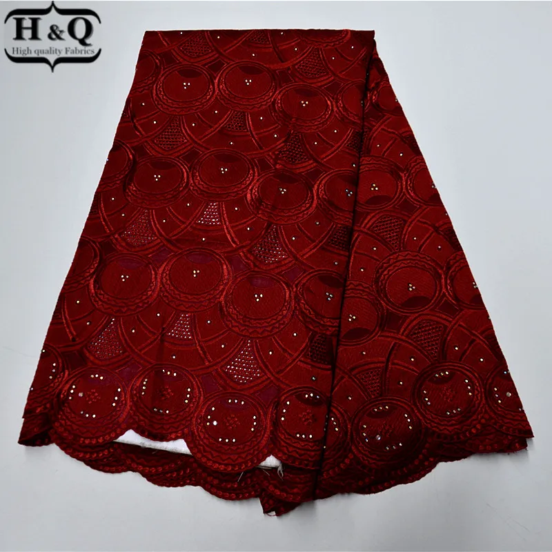 H&Q Newest African Cotton Lace Fabric 5 Yards With Stones High Quality Burgundy Swiss Voile Lace Fabric For Fashion Occasion
H&Q Newest African Cotton Lace Fabric 5 Yards With Stones High Quality Burgundy Swiss Voile Lace Fabric For Fashion Occasion