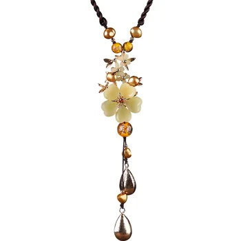 New Trend Vintage Copper Drop Flower Pendant Necklaces For Women Bohemia Fashion Muklltilayer Bead Long Necklace Women Jewelry 
New Trend Vintage Copper Drop Flower Pendant Necklaces For Women Bohemia Fashion Muklltilayer Bead Long Necklace Women Jewelry