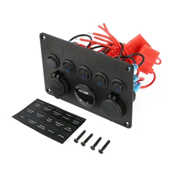 5 Gang ON-OFF Toggle Switch Control Panel with Digital Voltmeter 2 USB Charger 12V for Car Marine Boat
5 Gang ON-OFF Toggle Switch Control Panel with Digital Voltmeter 2 USB Charger 12V for Car Marine Boat