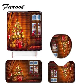 Christmas Print Bathroom Combination Set Shower Curtain + Bath Mat+ Lid Toilet Cover + Toilet Pedestal Rug Four-piece
Christmas Print Bathroom Combination Set Shower Curtain + Bath Mat+ Lid Toilet Cover + Toilet Pedestal Rug Four-piece