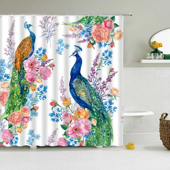 Peacock Feather Bath Curtains 3D Retro Flower Birds Shower Curtain Waterproof Bathroom Polyester Chinese Bath Screen With Hooks
Peacock Feather Bath Curtains 3D Retro Flower Birds Shower Curtain Waterproof Bathroom Polyester Chinese Bath Screen With Hooks