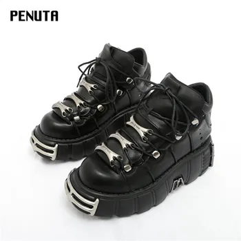 2020 Female Casual Flats Lace-up 6CM Platform Shoes Punk Style Women Sneakers Woman Creepers Metal Decor Tenis Feminino D0116 
2020 Female Casual Flats Lace-up 6CM Platform Shoes Punk Style Women Sneakers Woman Creepers Metal Decor Tenis Feminino D0116