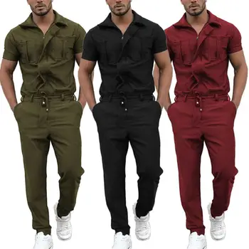 Men Stylish Short Sleeve Pockets Drawstring Zip Jumpsuit Coverall Work Clothes
Men Stylish Short Sleeve Pockets Drawstring Zip Jumpsuit Coverall Work Clothes