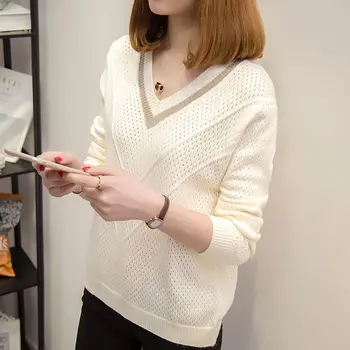 Autumn Winter Women Sweater Pullovers Warm Hollow Sweaters Women Loose Knitted Sweater V-neck Small Fresh Sweater
Autumn Winter Women Sweater Pullovers Warm Hollow Sweaters Women Loose Knitted Sweater V-neck Small Fresh Sweater