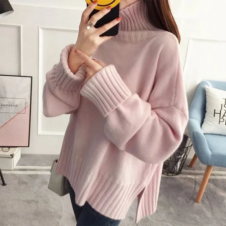 2019 Autumn And Winter New Style Korean-style Slit High Collar Pullover Solid Color Sweater Women's Loose And Plus-sized Lazines
2019 Autumn And Winter New Style Korean-style Slit High Collar Pullover Solid Color Sweater Women's Loose And Plus-sized Lazines