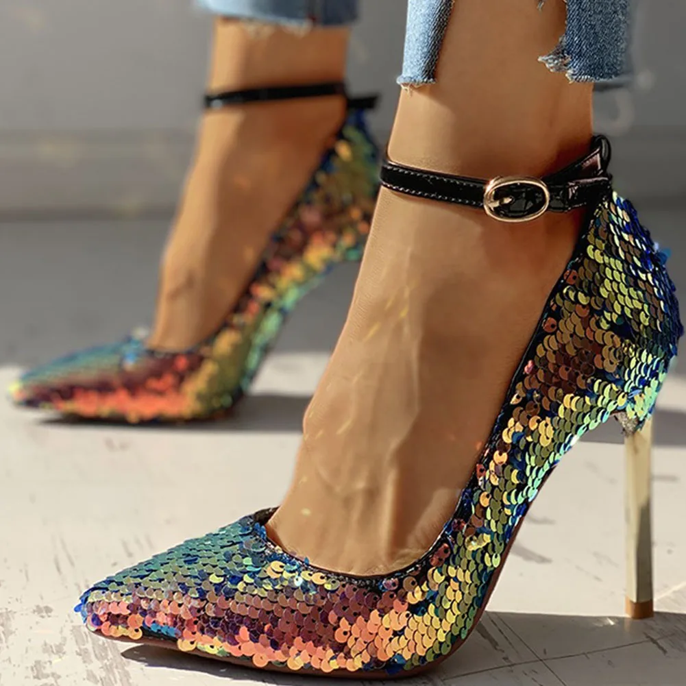 KARINLUNA 2020 Dropship Big Size 43 Thin High Heels Sexy Party Wedding Bling Sequined ankle-strap Women Shoes Woman Pumps 
KARINLUNA 2020 Dropship Big Size 43 Thin High Heels Sexy Party Wedding Bling Sequined ankle-strap Women Shoes Woman Pumps
