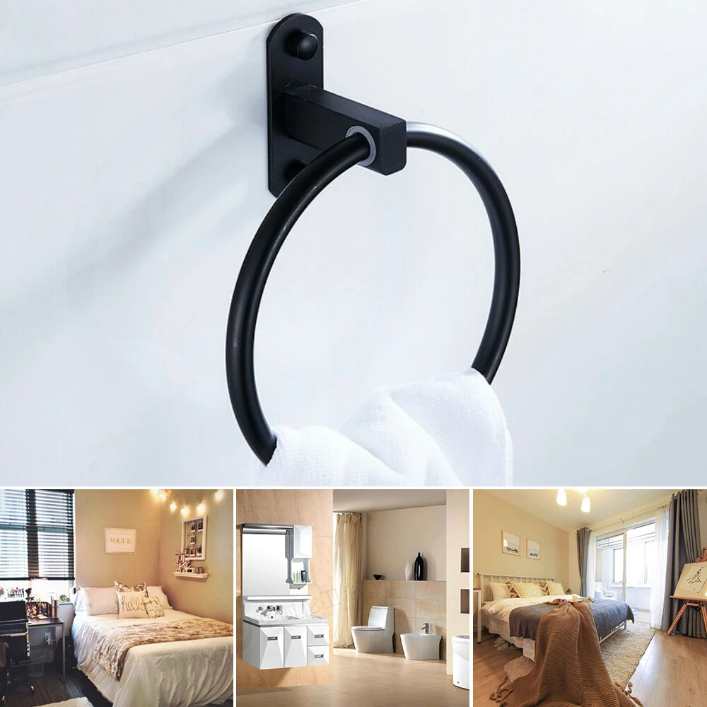 Modern Design Black Towel Rings Holder Round Wall-Mounted Towel Rack Bathroom Accessories Hardware Hand Towel Holder
Modern Design Black Towel Rings Holder Round Wall-Mounted Towel Rack Bathroom Accessories Hardware Hand Towel Holder