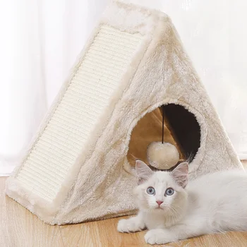 Cat Beds Triangle-shape Cat Toy Sisal Cat Litter with Sisal Board Collapsible Geometric Tent
Cat Beds Triangle-shape Cat Toy Sisal Cat Litter with Sisal Board Collapsible Geometric Tent