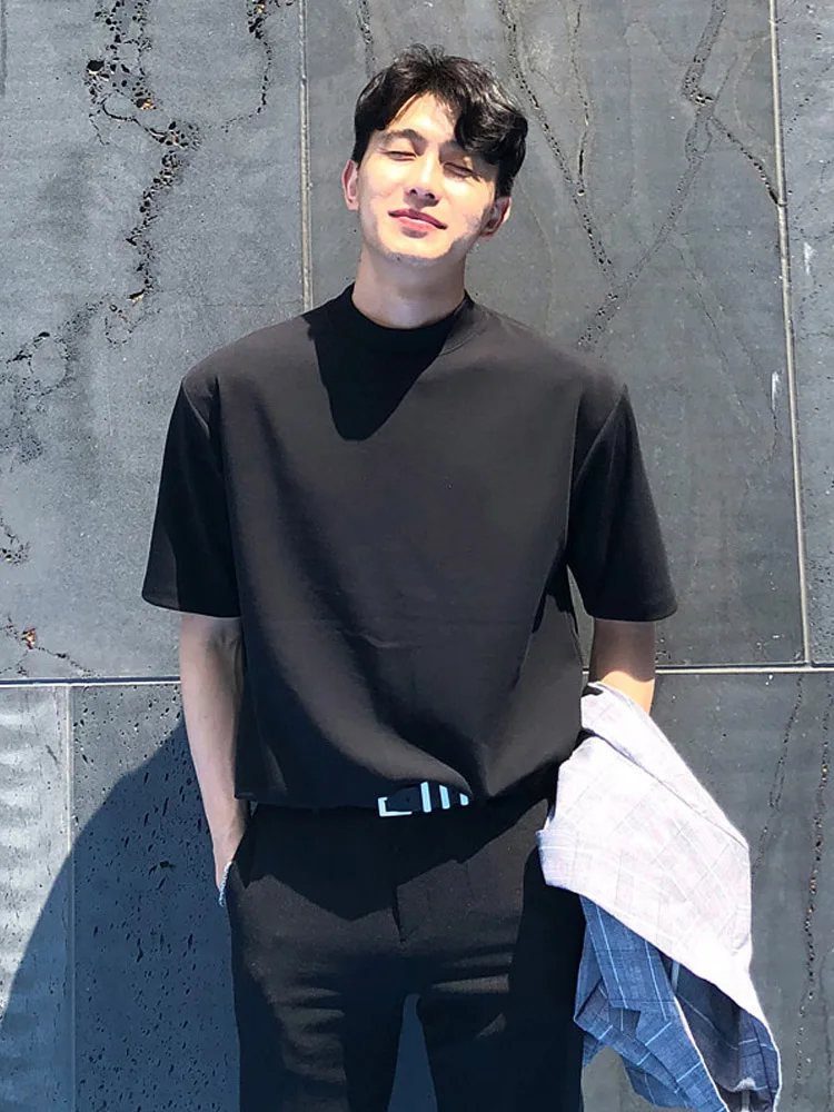 Summer half a turtleneck han edition tide relaxed joker fashion half sleeve leisure pure color
Summer half a turtleneck han edition tide relaxed joker fashion half sleeve leisure pure color