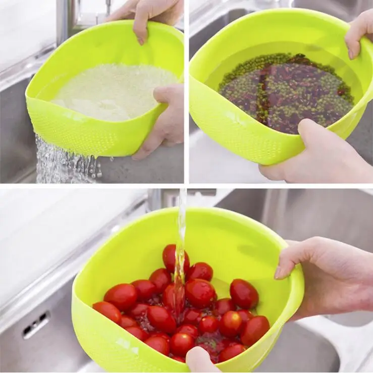 Food Grade Plastic Rice Beans Peas Washing Filter Strainer Basket Sieve Drainer Cleaning Gadget Kitchen Accessories