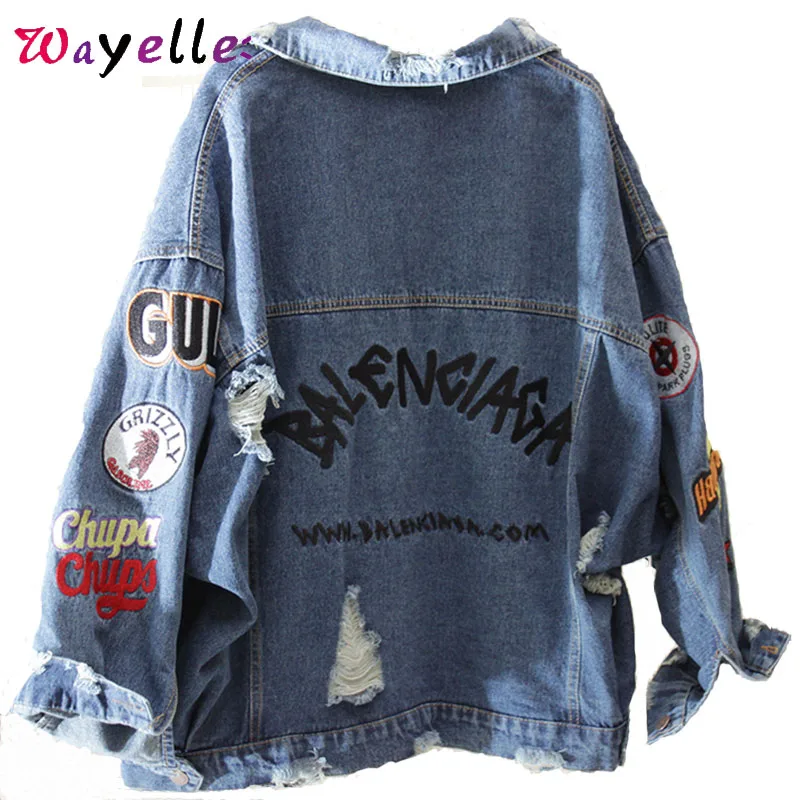 Harajuk Embroidery Denim Jacket Women Oversize Loose Coats Autumn Winter Hip Hop Hole Denim Jacket Women BF Style Women Jacket
Harajuk Embroidery Denim Jacket Women Oversize Loose Coats Autumn Winter Hip Hop Hole Denim Jacket Women BF Style Women Jacket