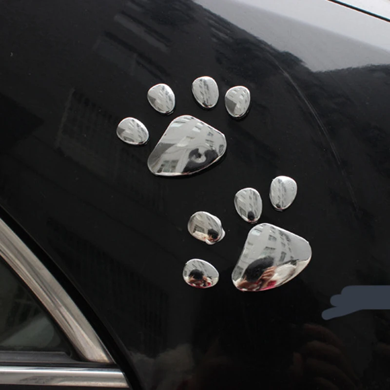 2Pcs Car Sticker 3D Animal Dog Cat Bear Foot Prints Footprint Cool Design Paw Stickers Silver Gold Hot Drop Shipping | Автомобили и
