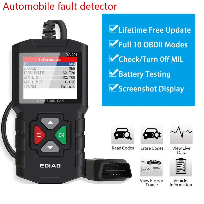 LCD Display Automobile Fault Detector Automotive Scanner Multi-language Car Diagnostic Tool Battery Monitor Auto Repair Tools
LCD Display Automobile Fault Detector Automotive Scanner Multi-language Car Diagnostic Tool Battery Monitor Auto Repair Tools