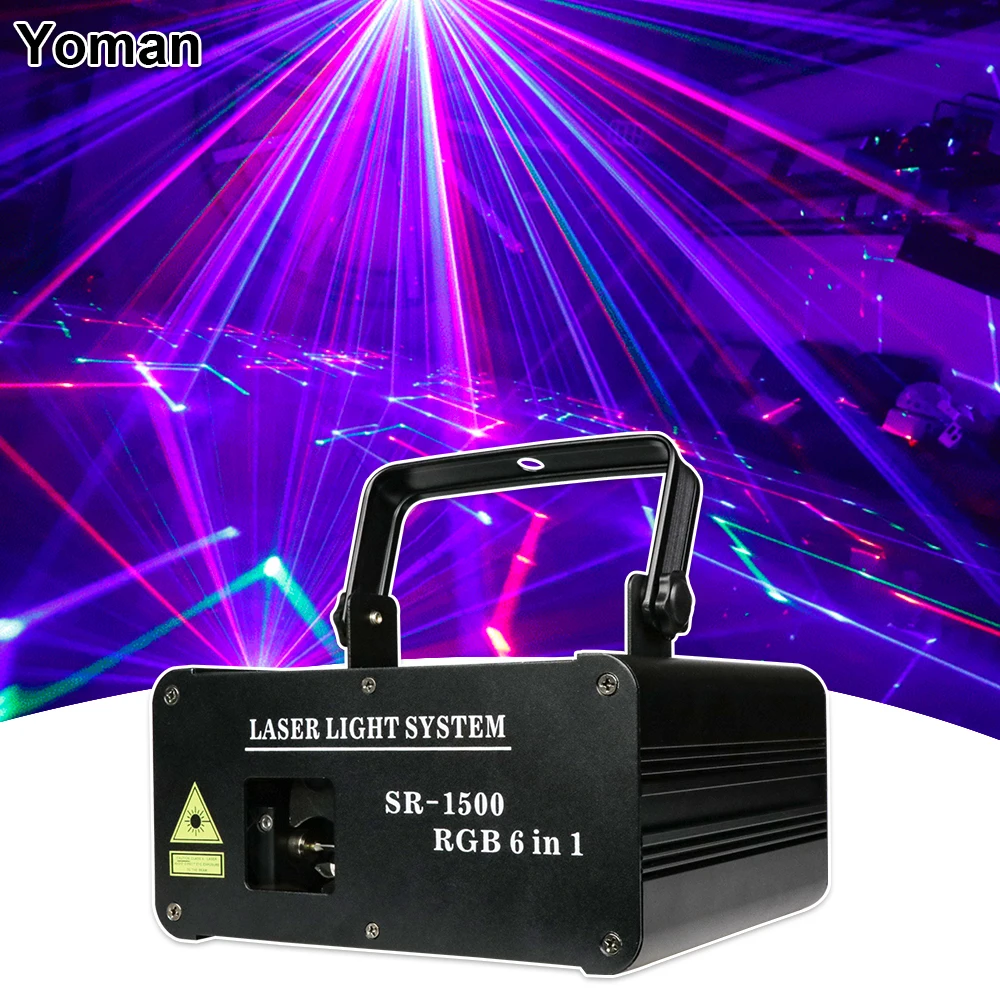 1 5 Вт RGB 6 в анимационный лазерный светильник DMX512 DJ диско-вечеринка светодиодный