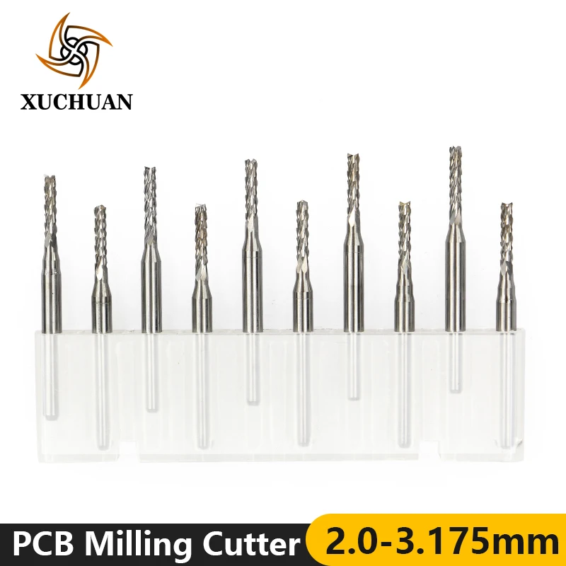 10pcs 2.0-3.175mm PCB Milling Cutter Set For Metal Milling Spiral CNC Router Bit Carbide Micro End Mill
10pcs 2.0-3.175mm PCB Milling Cutter Set For Metal Milling Spiral CNC Router Bit Carbide Micro End Mill