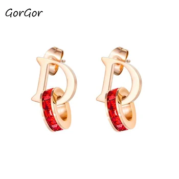 GorGor Women Earings Red Rhinestone Mosaic Titanium Steel Letter D Shape Push Back Ladies Fashion Ear Stud 593
GorGor Women Earings Red Rhinestone Mosaic Titanium Steel Letter D Shape Push Back Ladies Fashion Ear Stud 593