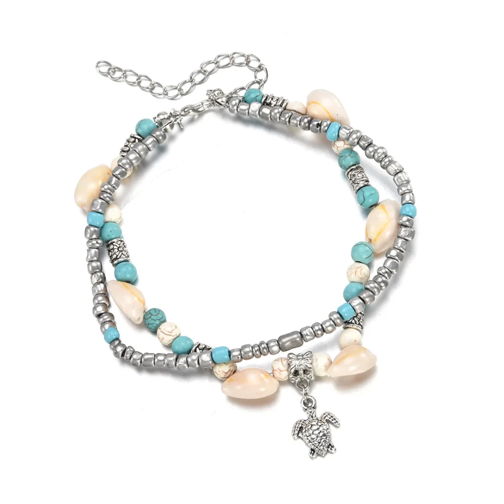 Creative New Style Metal Shell Turtle Pendant Starfish Anklet Two-Piece Set Handmade Beaded Bracelet Beach Double Layer Anklet
Creative New Style Metal Shell Turtle Pendant Starfish Anklet Two-Piece Set Handmade Beaded Bracelet Beach Double Layer Anklet