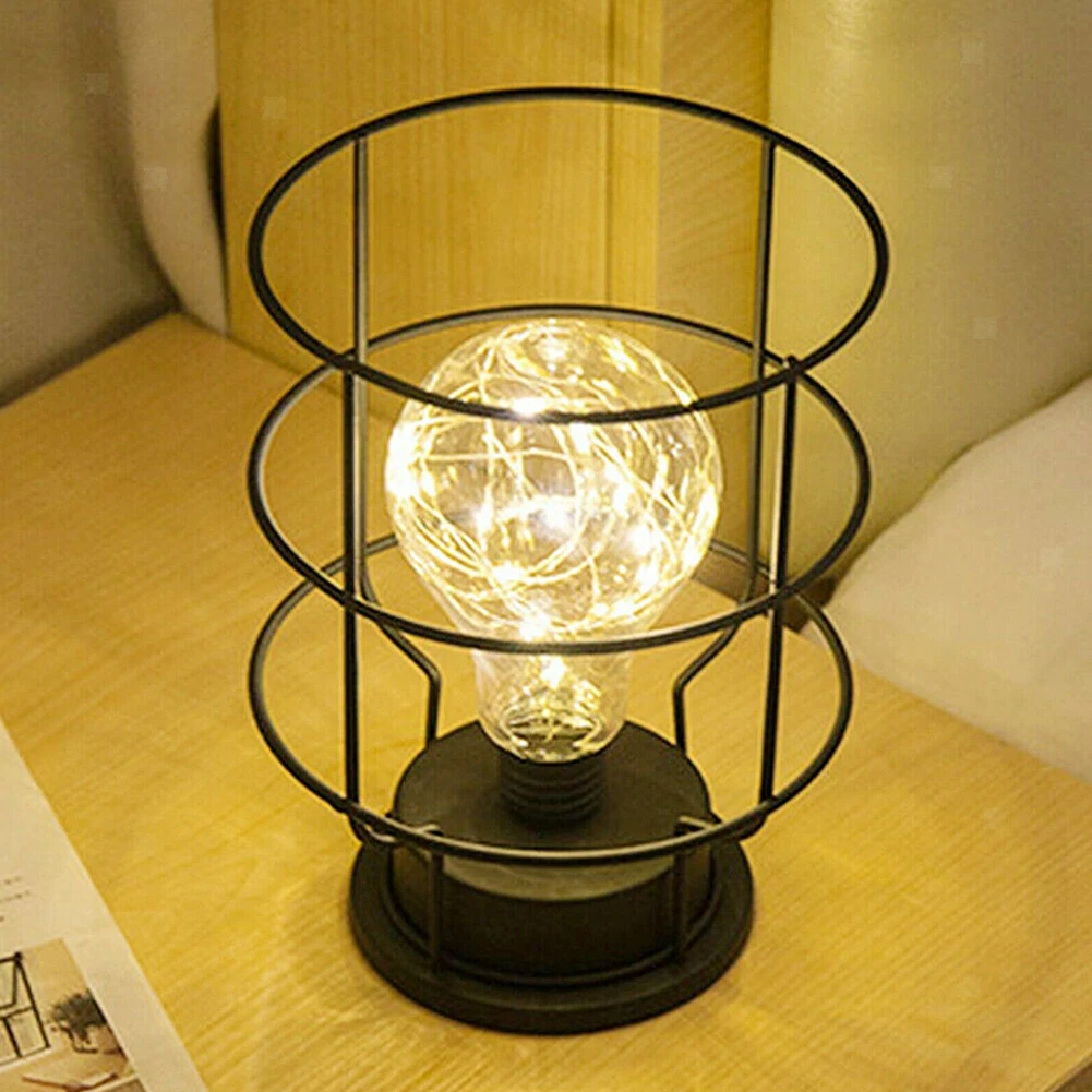 Vintage Wrought Iron Home Led Night Lamp Decorative Retro Nordic Cage Bedroom Battery Powered Bulbs Gift Industrial Table Light
Vintage Wrought Iron Home Led Night Lamp Decorative Retro Nordic Cage Bedroom Battery Powered Bulbs Gift Industrial Table Light