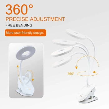USB Reading Light 3-speed Adjustable LED Clip-on Touch Sensor Table Lamp 360 Degree Flexible Rotation
USB Reading Light 3-speed Adjustable LED Clip-on Touch Sensor Table Lamp 360 Degree Flexible Rotation
